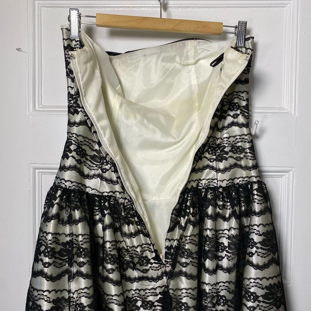 GUNNE SAX Jessica McClintock Strapless Floral Lace Overlay Prom Dress Sz 9 - Picture 9 of 13